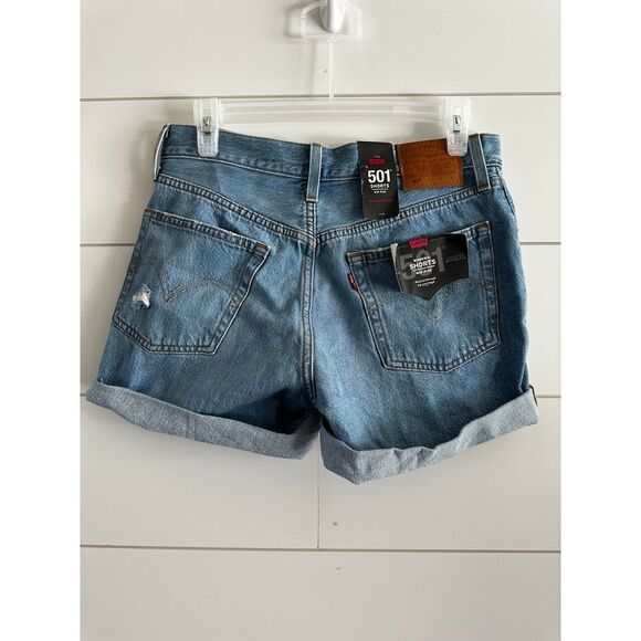 Levi's 501 midrise 4 button distressed Jean shorts new size 27 - Picture 3 of 3